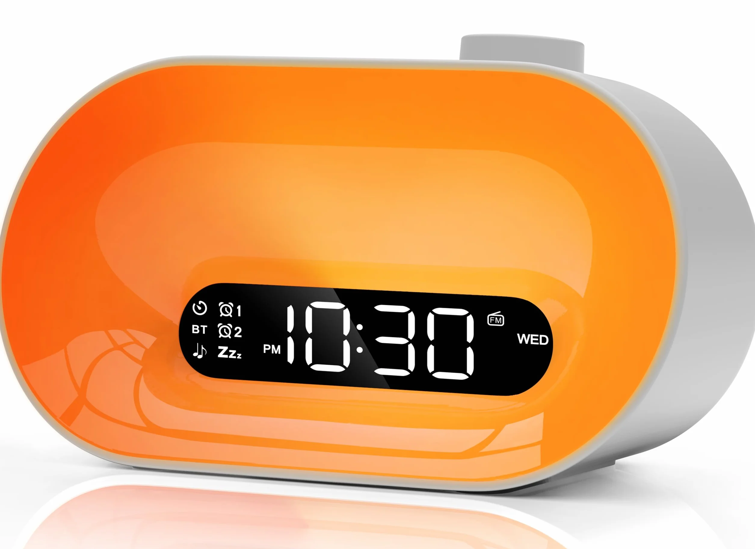 Lampe de Réveil Bluetooth avec Radio FM, 2 Alarmes, 16 Couleurs, Snooze, 8 Sonneries