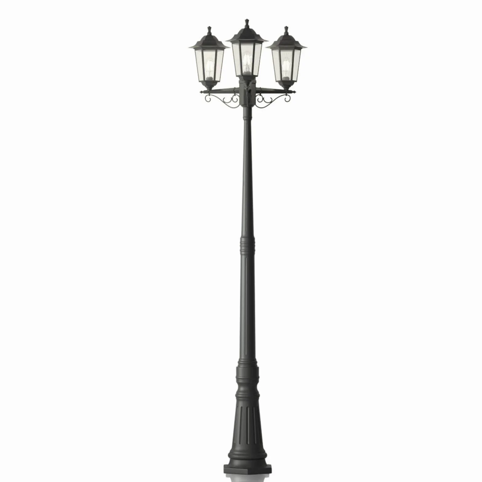 Lindby Lampadaire extérieur Nane à intensité variable Noir 3 lampes E27 Candélabre
