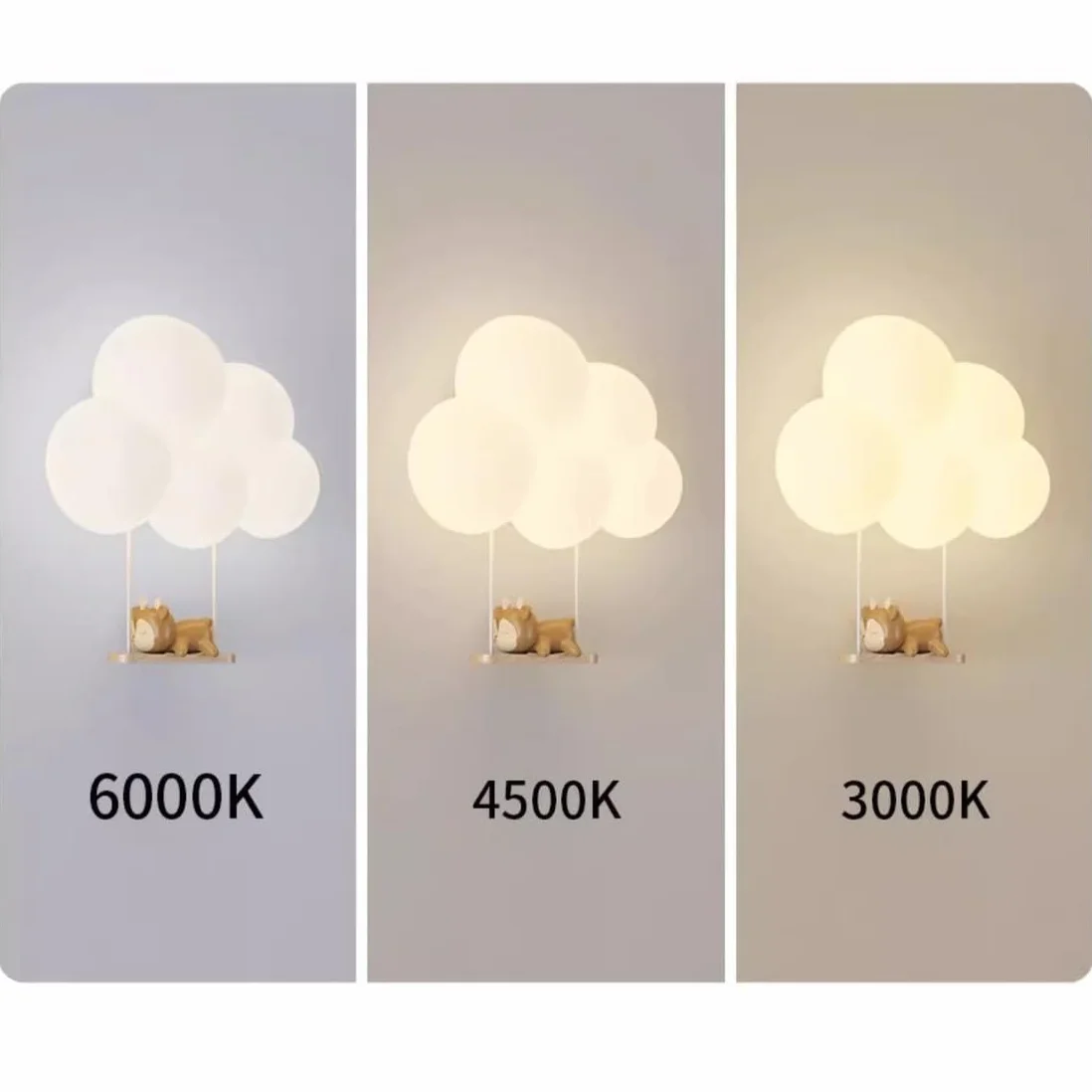 Appliques murales LED pour enfants nuage animal mignon abat-jour lait blanc intensité variable