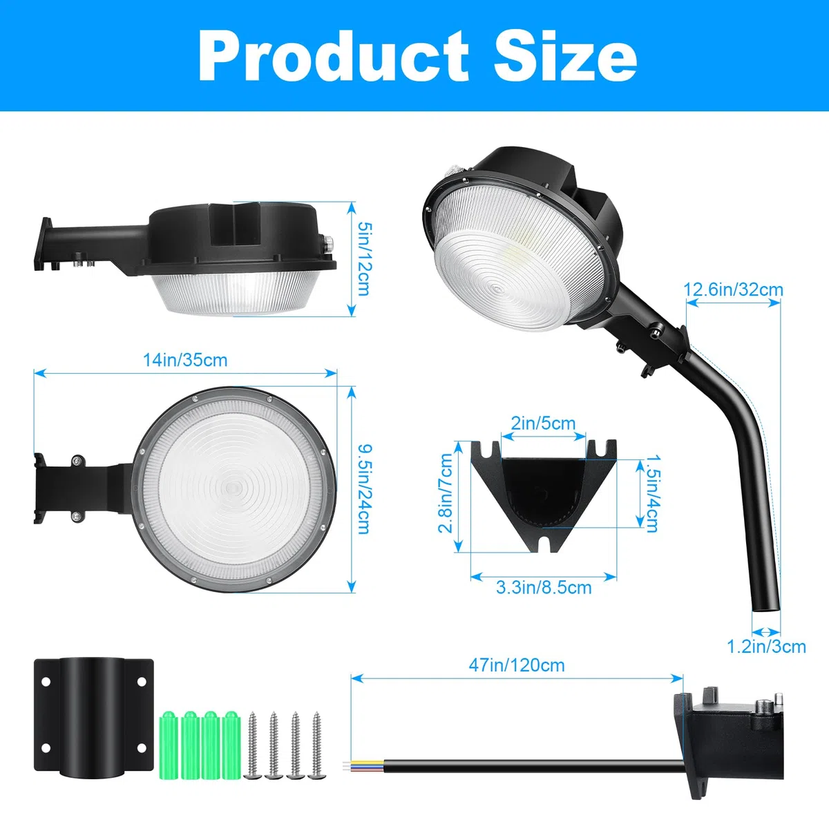 RIGIDON Réverbère Extérieur LED 100W 10000LM IP66 Éclairage Public Projecteur Blanc