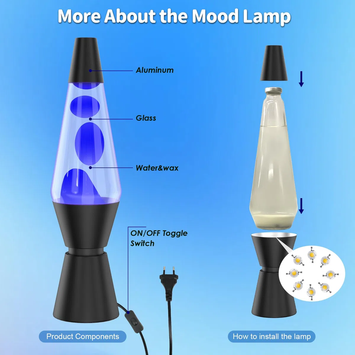 Lampe a Lave à 17 Couleurs Changeantes, 14,5" Lampe Chevet avec Télécommande, Lampes à Mouvement Liquide pour Enfant et Adulte, Lampe Ambiance Décoratif pour Noël, Anniversaire, Fête, Noir