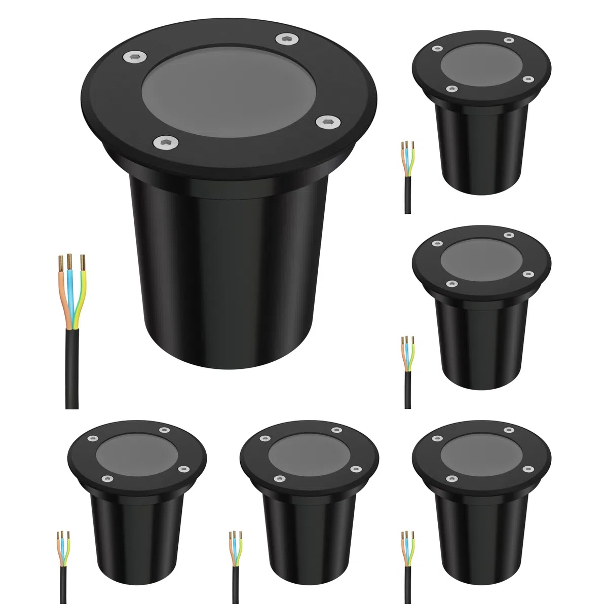 Luminaire encastré de sol BOLI ledscom.de IP67 noir rond 108mm GU10 15W givré