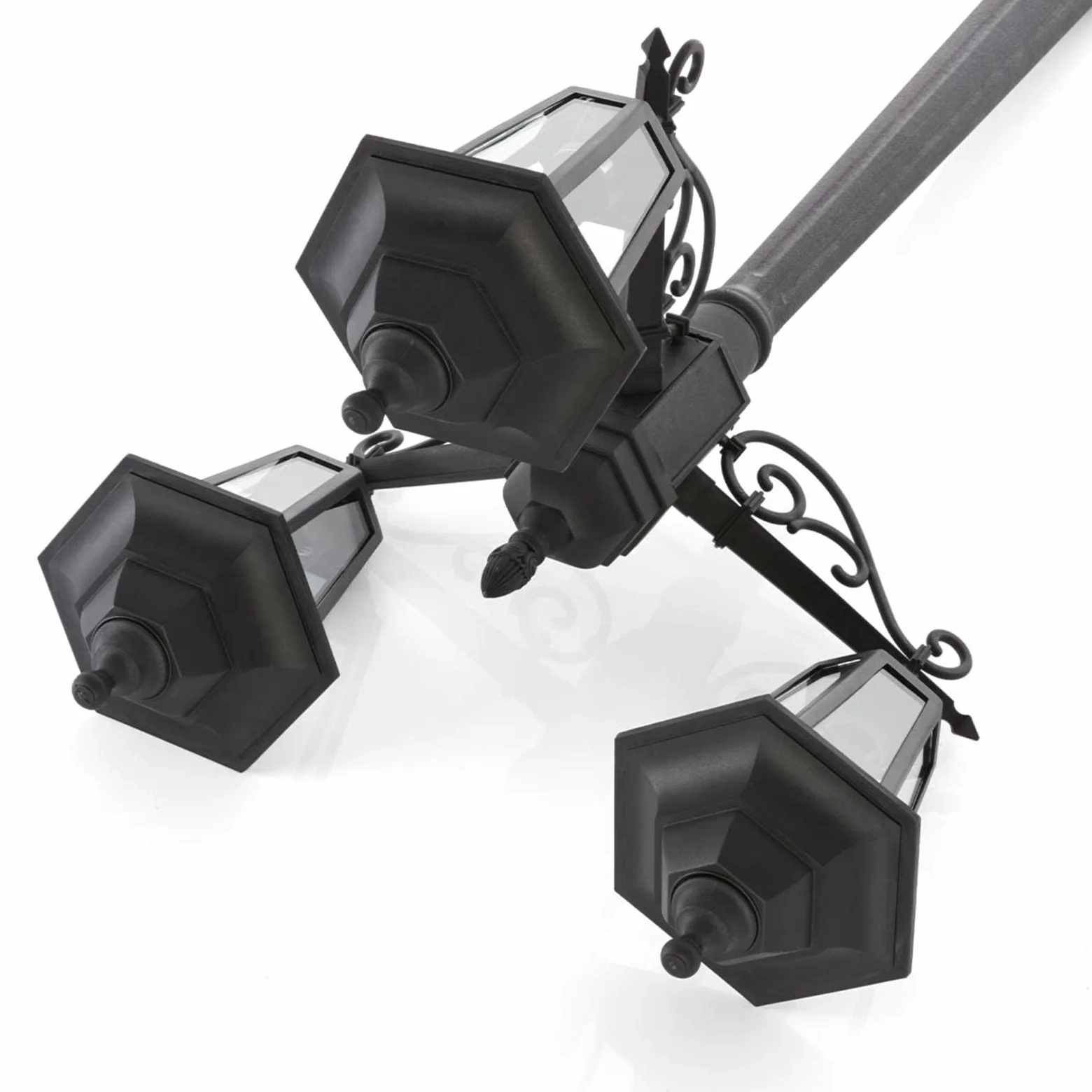 Lindby Lampadaire extérieur Nane à intensité variable Noir 3 lampes E27 Candélabre