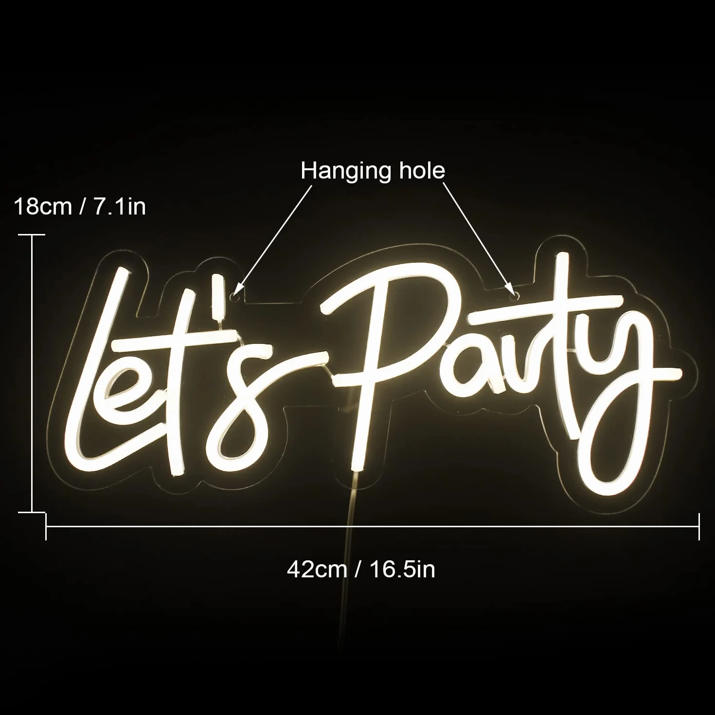 Lets Party Neon Sign Led Dimmable Décoration au néon pour fête anniversaire murale