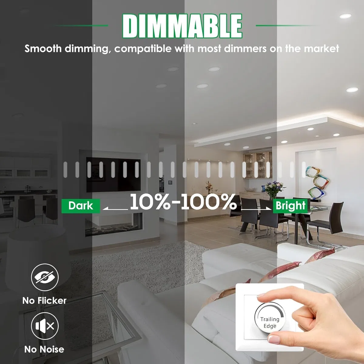 ALUSSO Lot de 6 Spot LED Encastrable 68mm 7W Dimmable AC 220-240V 3000K 4000K 6500K IP65 Réglable Plafonnier Encastré Nickel