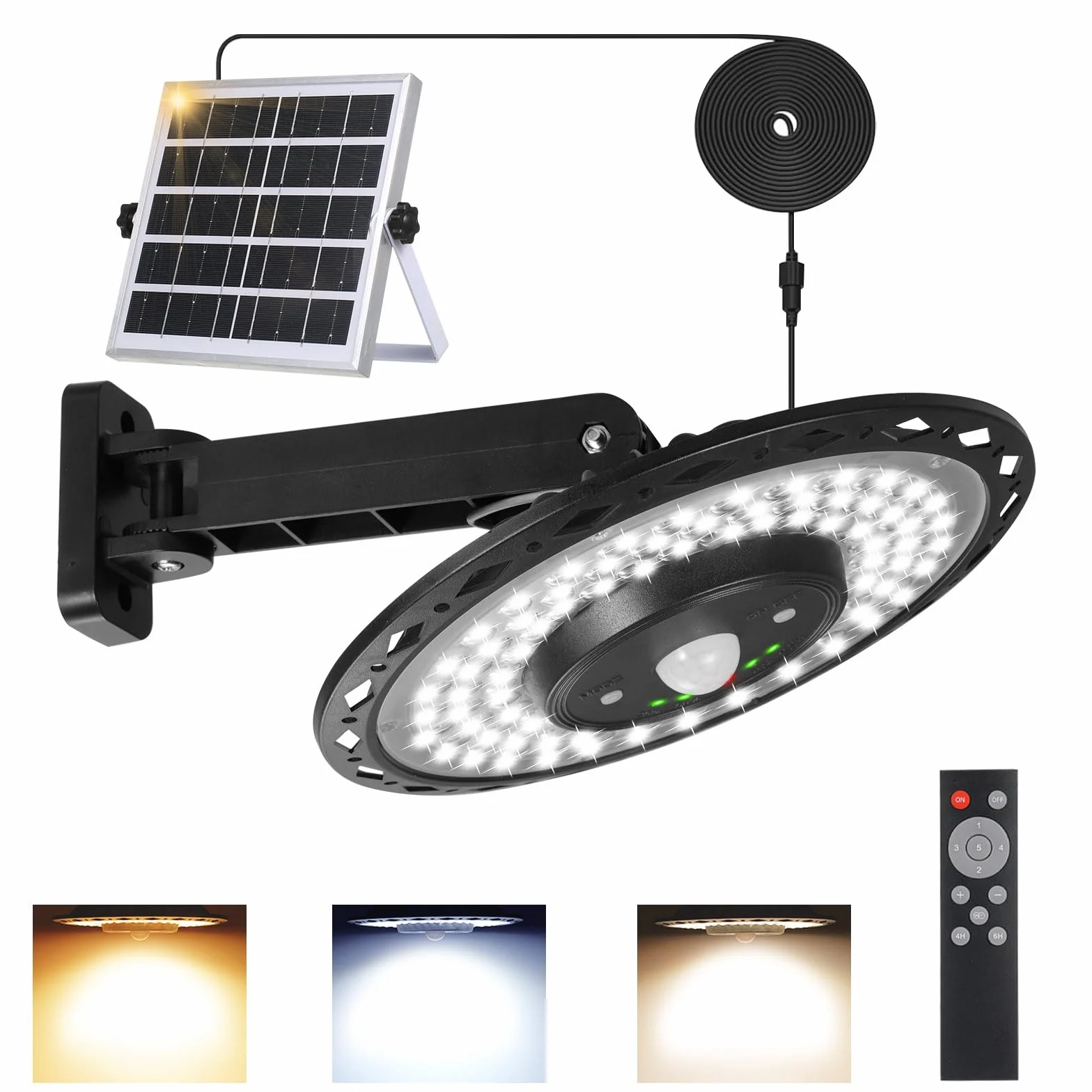 Lixada Lampe solaire suspendue extérieur 180 LED batterie 4400 mAh IP65 détecteur de mouvement 5 modes