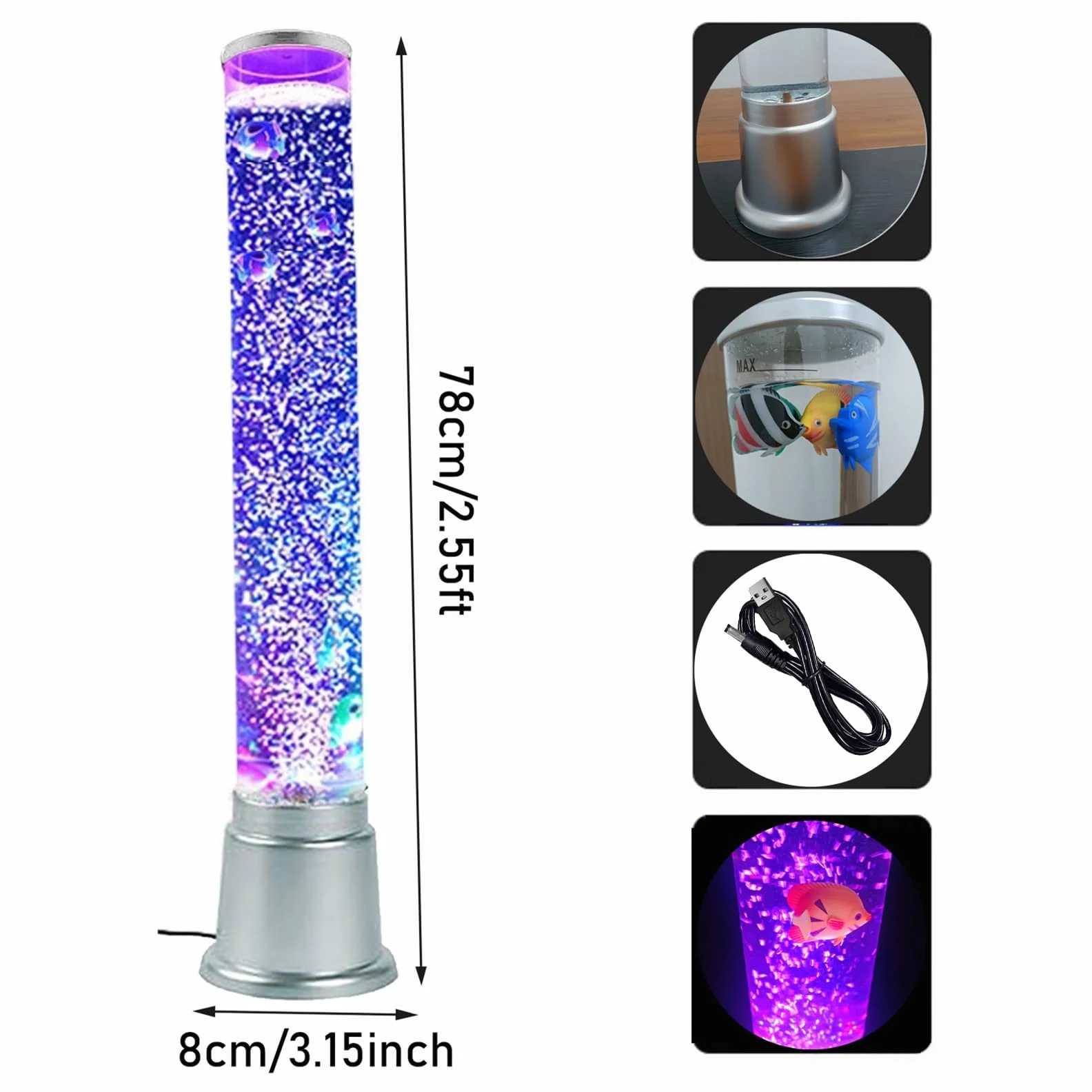 Lampe À Tube À Bulles Électrique Lampe À Lave LED avec 7 Lumières Changeantes De Couleur Aquarium Veilleuse Cadeaux Sensoriels for Enfants, Adultes, TDAH Et Autisme