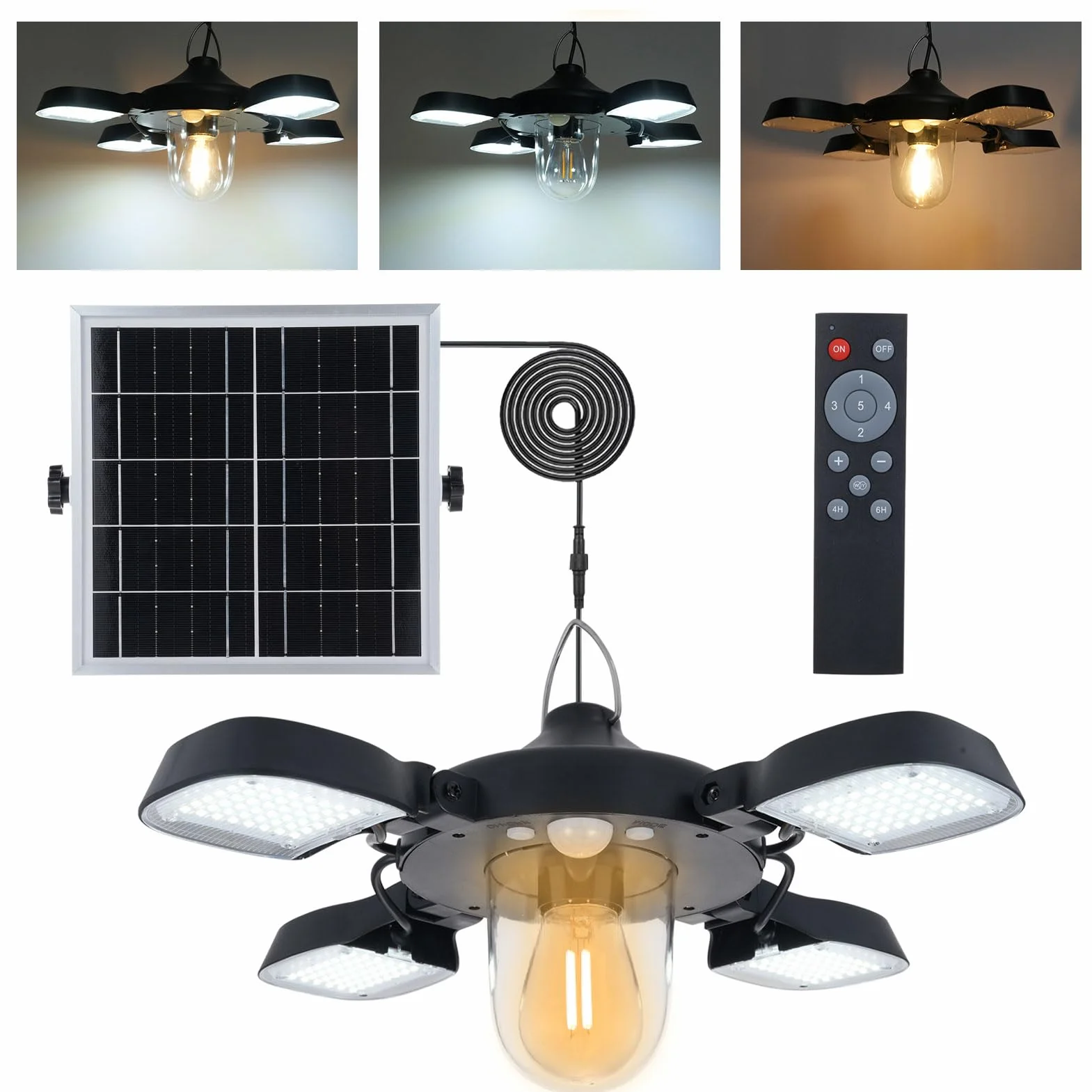 Lampes solaires d'extérieur avec télécommande 192 LED 5400 mAh IP65 7W 3200 lm 5 modes