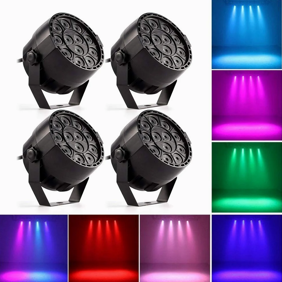 COMETX Projecteur RGBW LED 12W 12pcs Lampe Étape Son Activé Disco Automatique pour Club Mariage DJ Party Pub KTV, Pack de 4