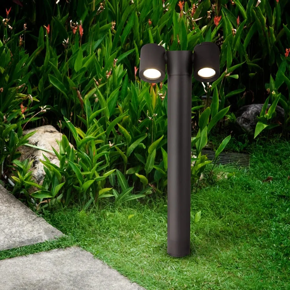 Réverbère extérieur borne lumineuse aluminium noir 2 x GU10 50 W IP54 230V