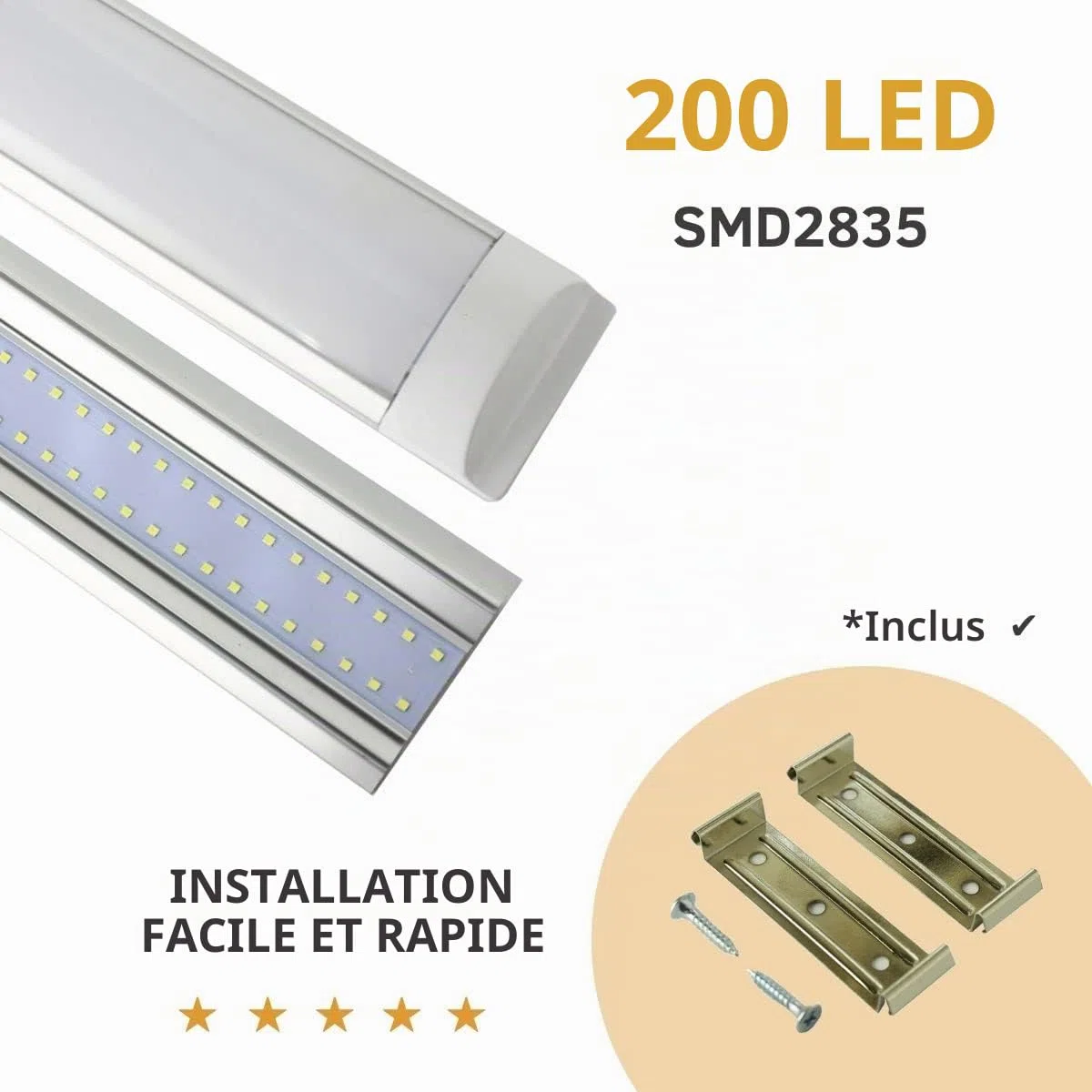JANDEI Lot de 6 écrans LED intégrés 36 W 120 cm 4000 lumens blanc froid 6500 K éclairage 120°