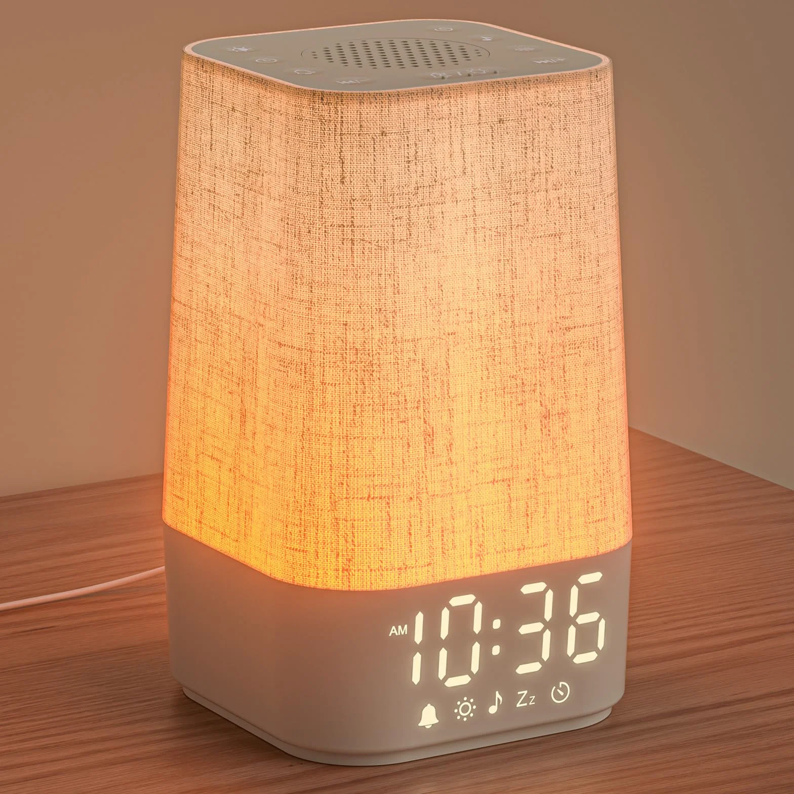 LIORQUE Réveil Lumineux Simulateur d'Aube, Lampe de Chevet LED avec 30 Sons, 13 Niveaux de Luminosité