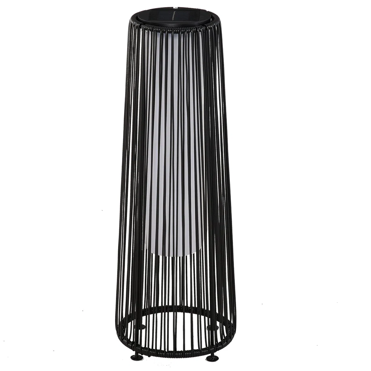 Outsunny Lampadaire LED Jardin Colonial Ø 21,5 x 61H cm Résine Tressée Noire
