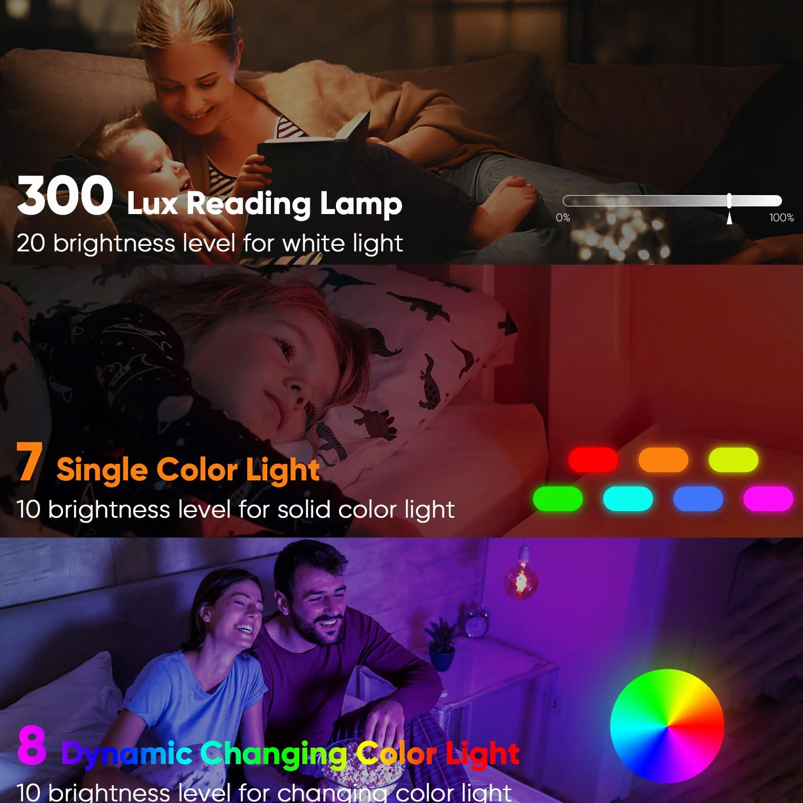 Lampe de Réveil Bluetooth avec Radio FM, 2 Alarmes, 16 Couleurs, Snooze, 8 Sonneries