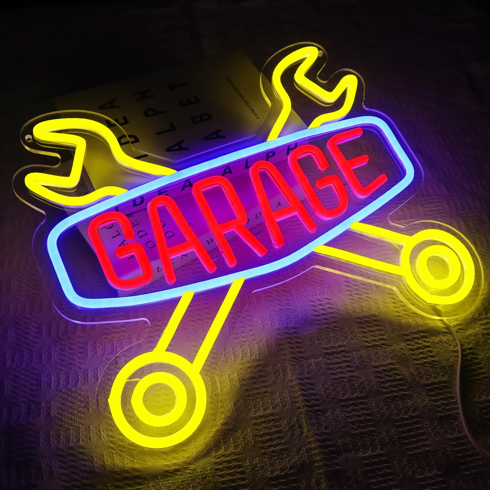 Enseigne lumineuse au néon Check Engine pour garage décoration murale lampe USB atelier