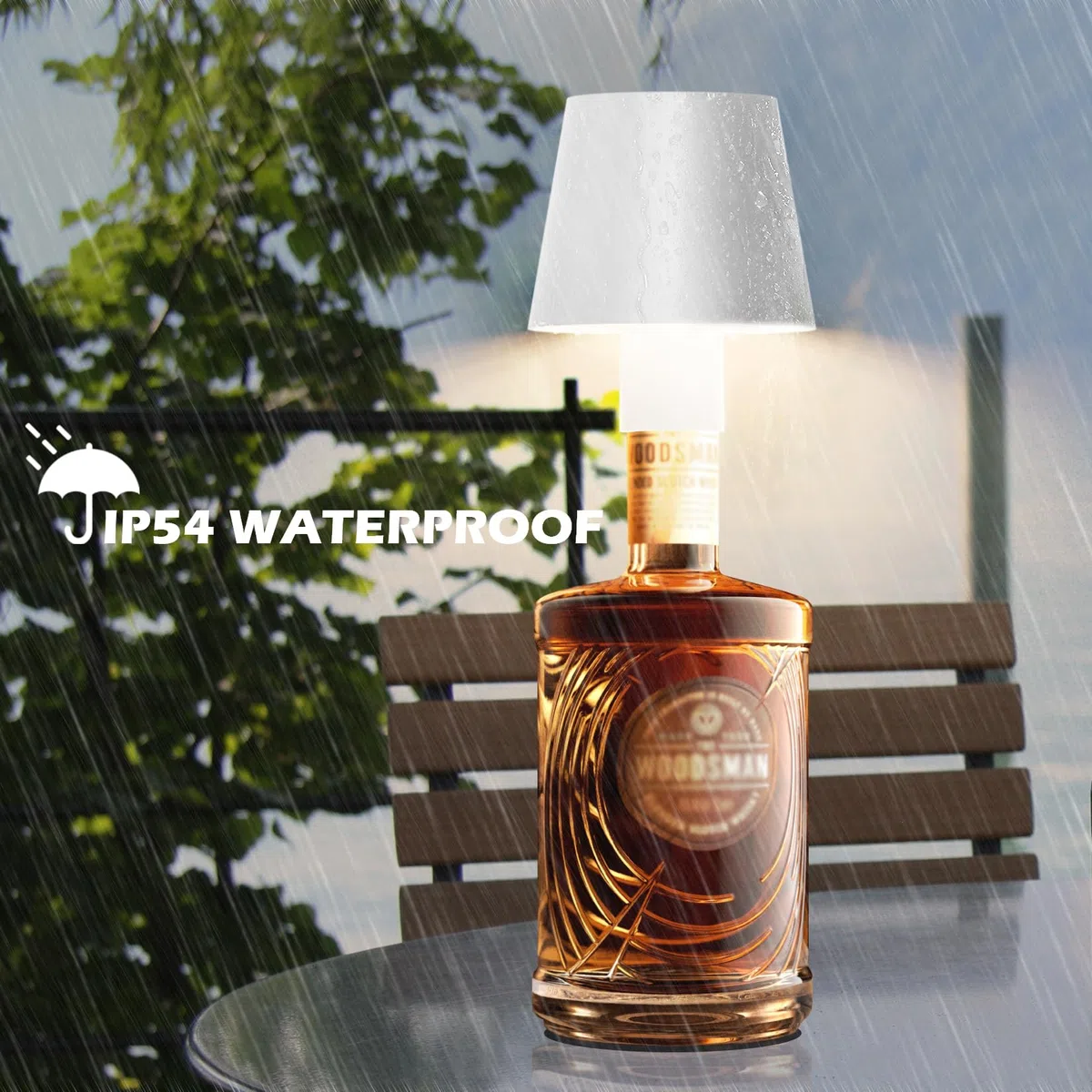 Aipsun Lampe Bouteille LED Rechargeable 2 Pièces, 5500mAh, 3W, IP54, 3000K-6000K, Aluminium, Dimmable pour Jardin Bar Restaurant (Blanc)