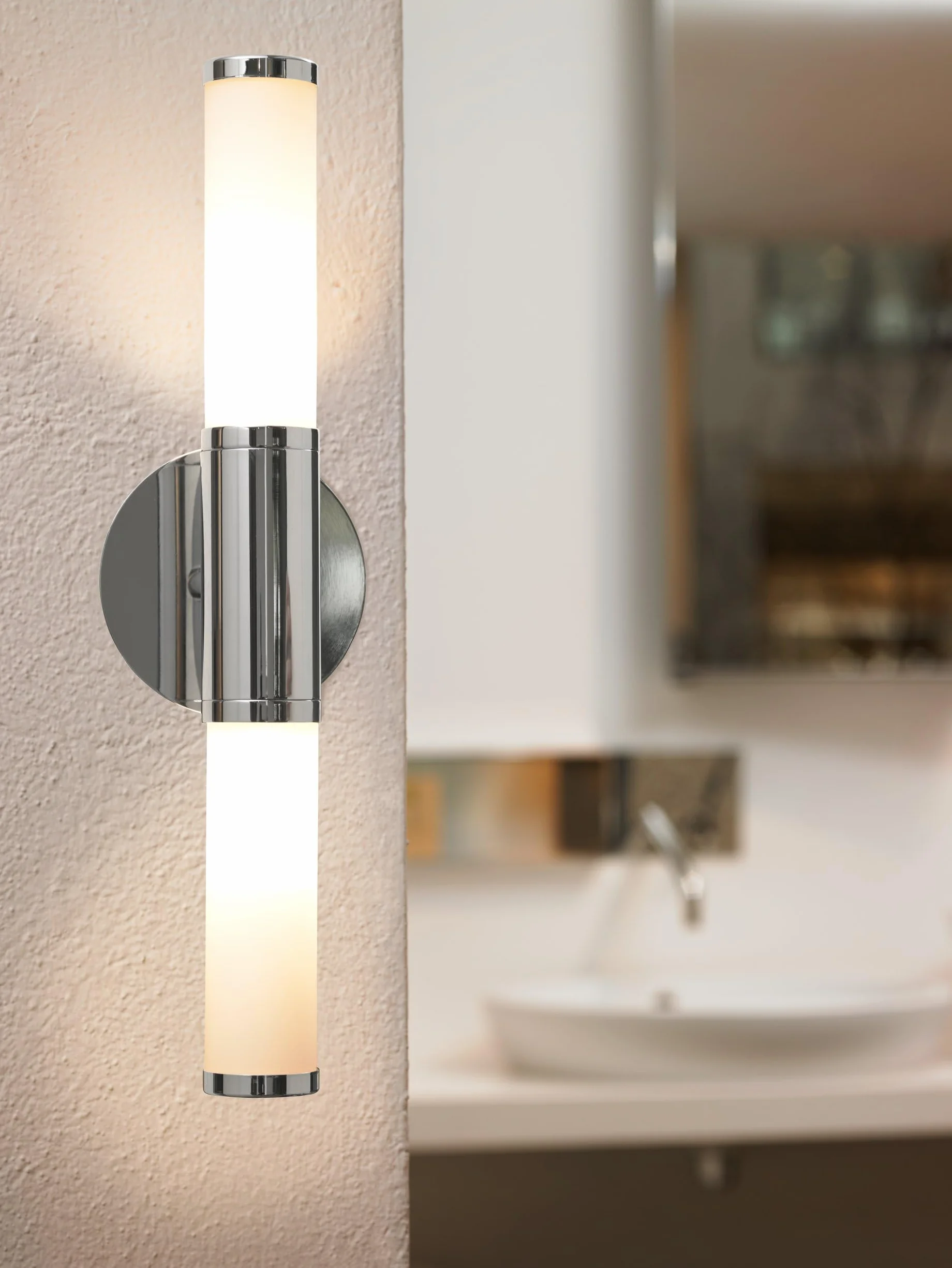 Eglo Applique Murale Palmera Acier 2x E14 Max 40W IP44 Chromé 46 cm Salle de Bains
