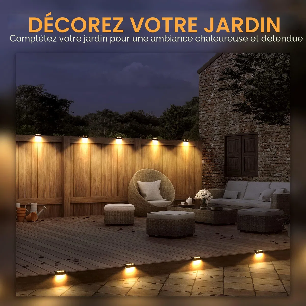 Solpex Lot de 16 lampes solaires d'extérieur 6 LED étanches IP65 blanc chaud