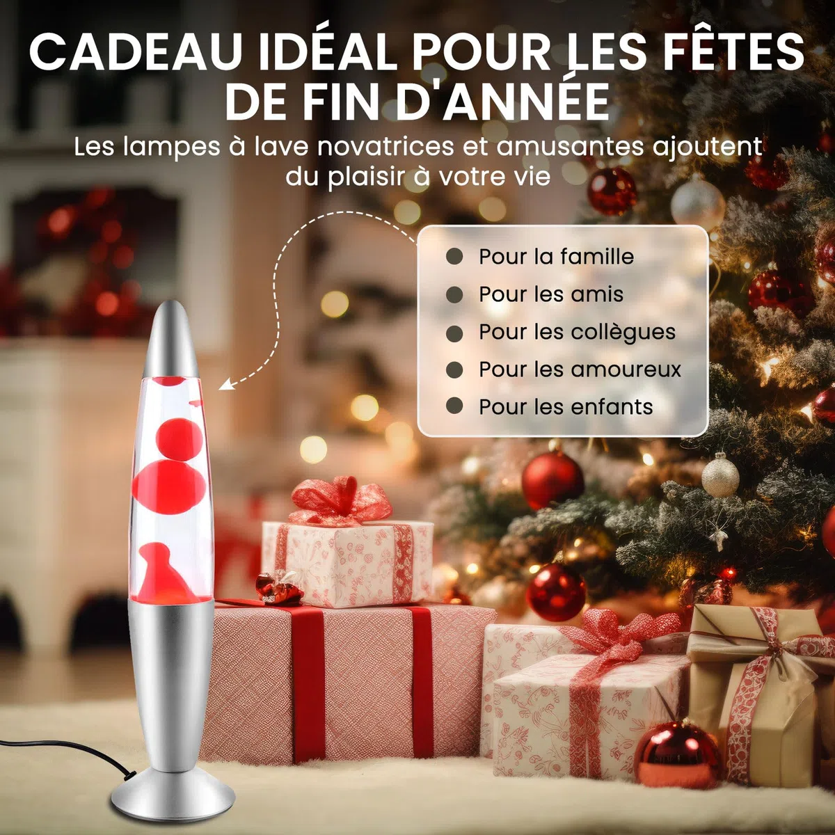 Klarlight Lampe à Lave 34cm Magique 25W Avec Interrupteur à Câble - Idée Cadeau de Noël Comprenant Une Ampoule - Rétro (Rouge)