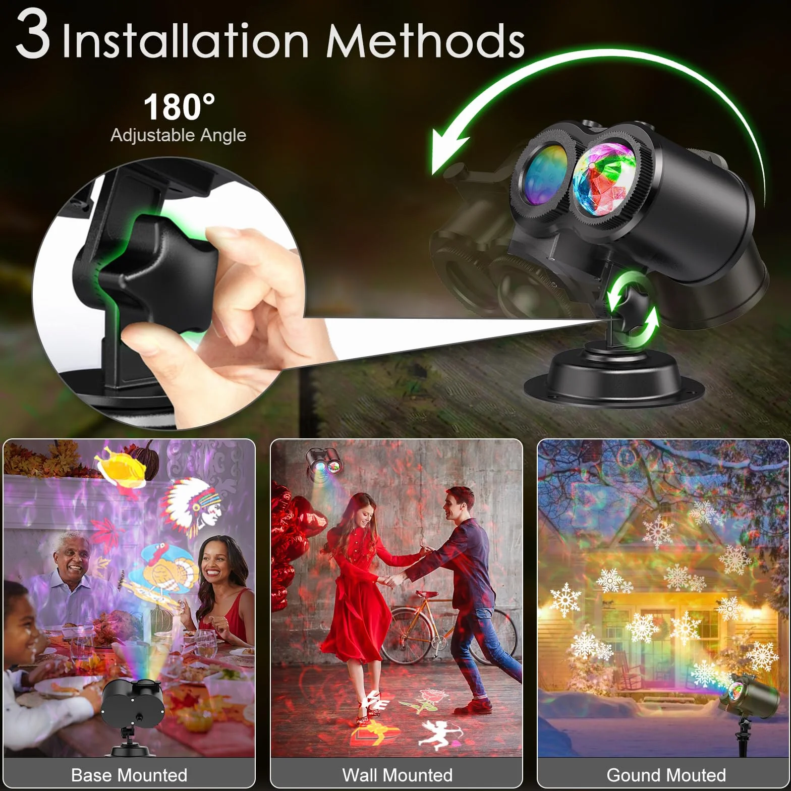 YAZEKY Projecteur Noel Exterieur Interieur, Projecteur LED Extérieur Noël avec 16 Diapositives et 10 Couleurs Océan, Télécommande, Minuteur, Lampe Flocon de Neige Decoration pour Noel Exterieur Fête