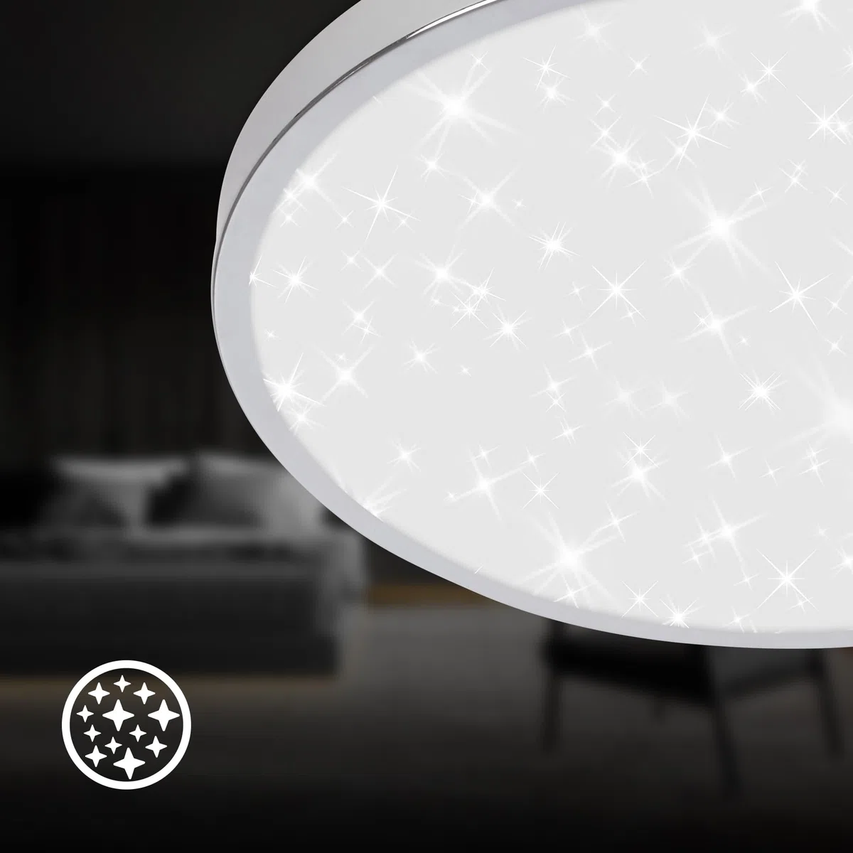 BRILONER - Plafonnier LED salle de bain avec lumière indirecte, IP44 protection contre les éclaboussures, couleur de lumière blanche chaude, plafonnier led, plafonnier cuisine, 24 x 6 cm, chrome