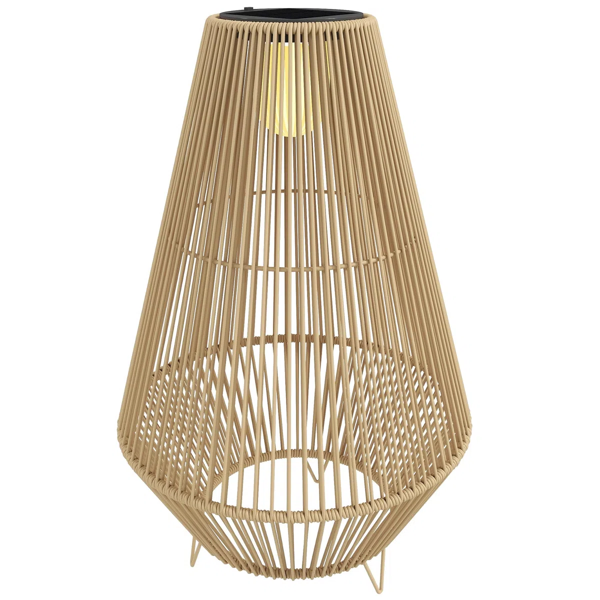 Outsunny Lanterne Solaire Extérieure en résine tressée lampadaire LED rechargeable avec capteur de lumière pour jardin patio terrasse jaune