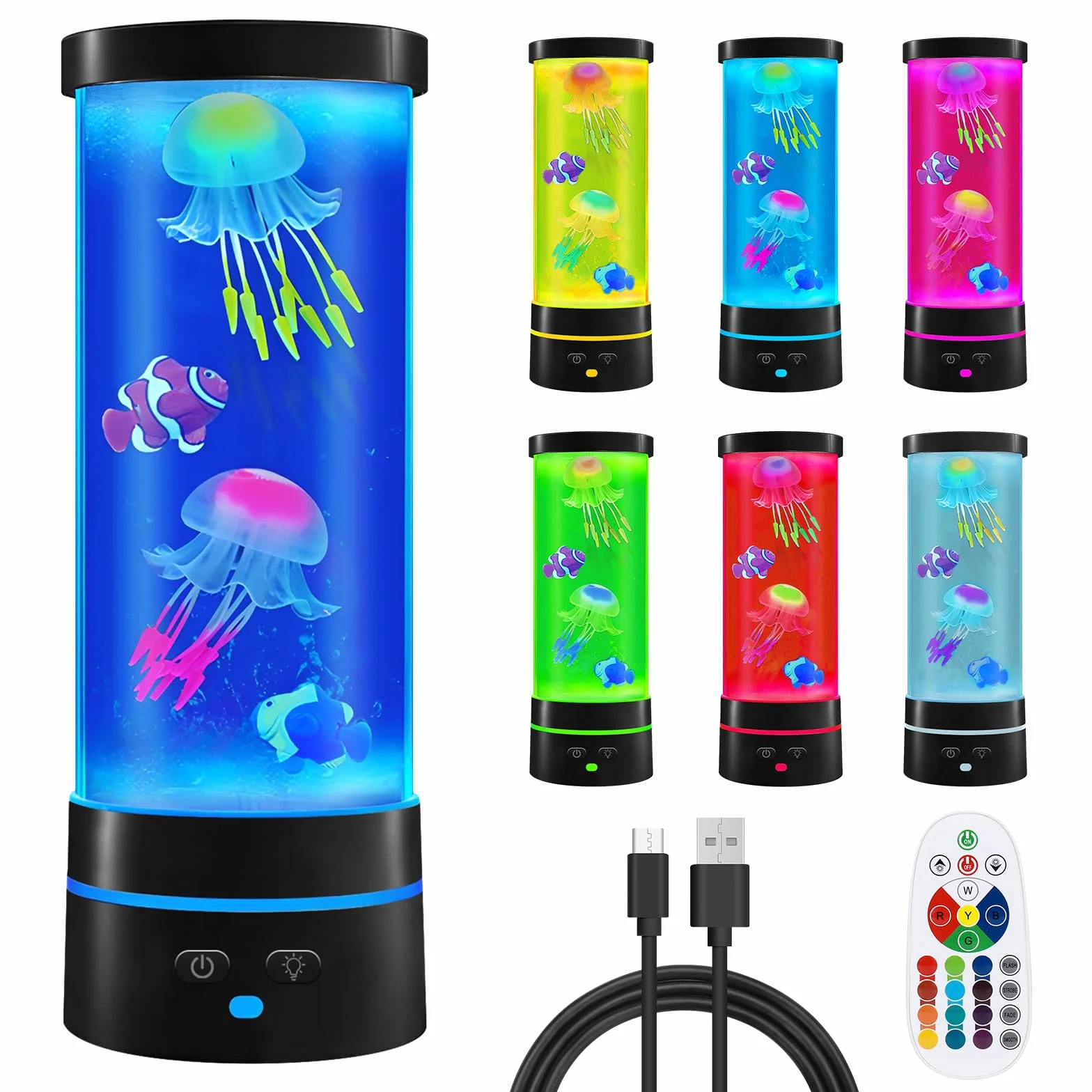 Lampe LED Méduse - 17 Couleurs - Ronde - Décoration Intérieure avec Télécommande - Cadeau Noël Enfants