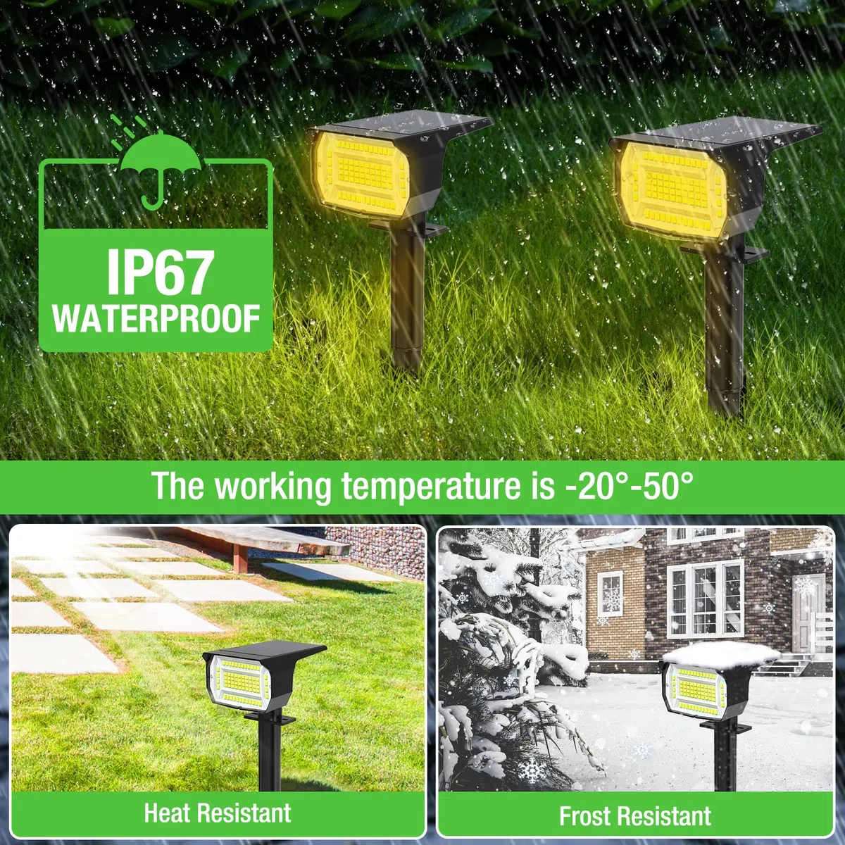 LOTMOS Spot Solaire Exterieur 7 Pack 72LED IP67 Étanche 3000K 2 en 1 Jardin