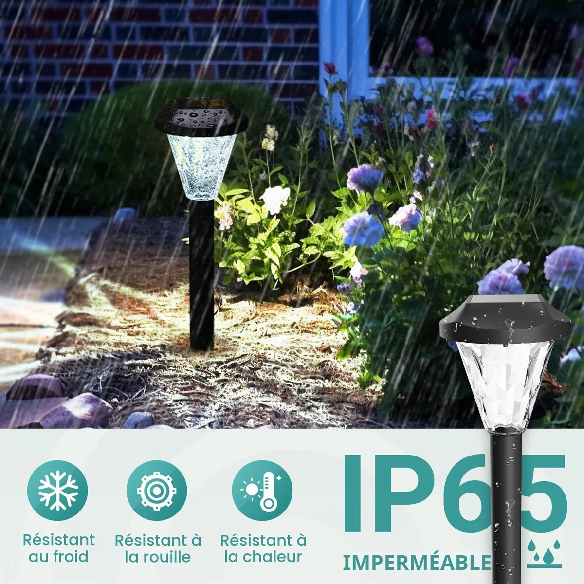 GIGALUMI Lot de 12 lampes solaires d'extérieur étanches pour terrasse, pelouse, cour