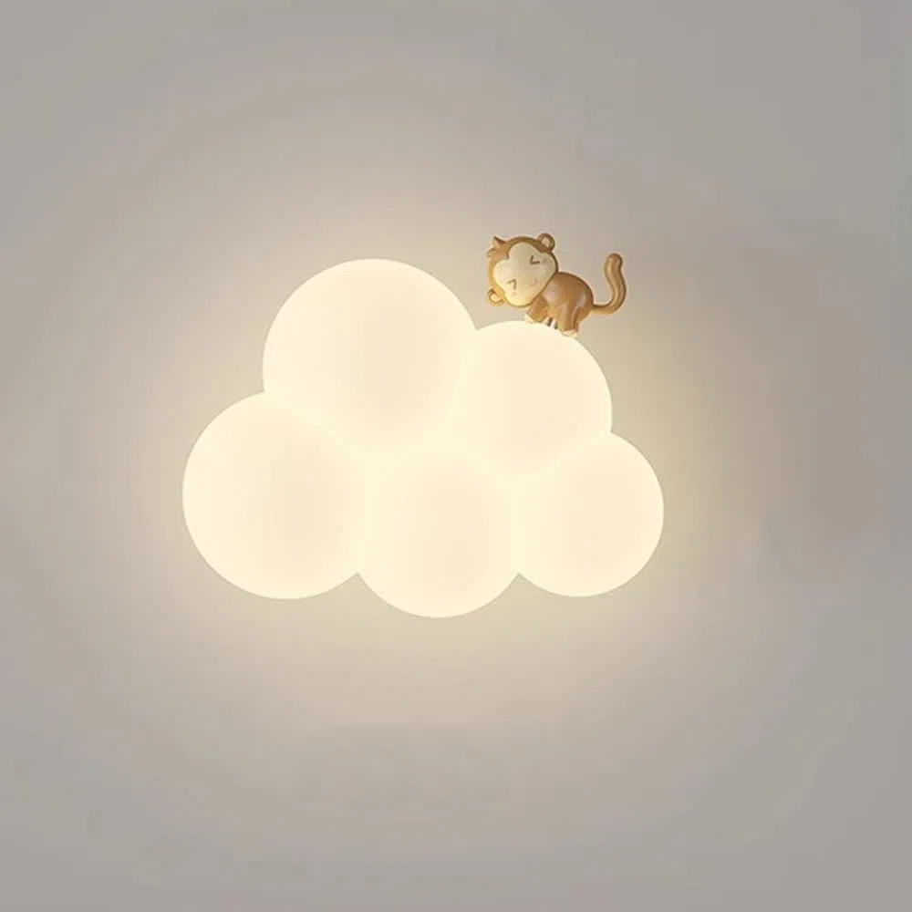 Appliques murales LED pour enfants nuage animal mignon abat-jour lait blanc intensité variable