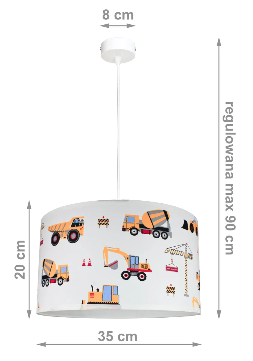 Lampe suspendue abat-jour Excavatrice pour enfants, métal, éclairage unique chambre d'enfant