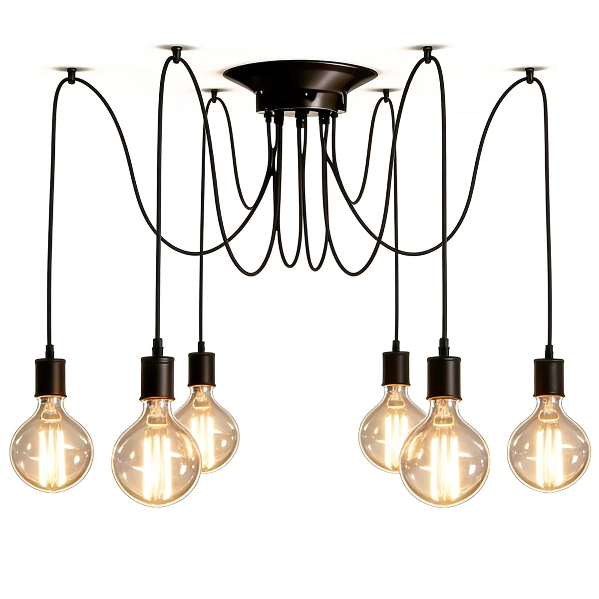 GBKDQQ Lustre Araignée Industriel à 6 Têtes, Suspension Rétro Vintage, Hauteur Réglable, Câble de 1,5 m, pour Salon, Chambre ou Bar