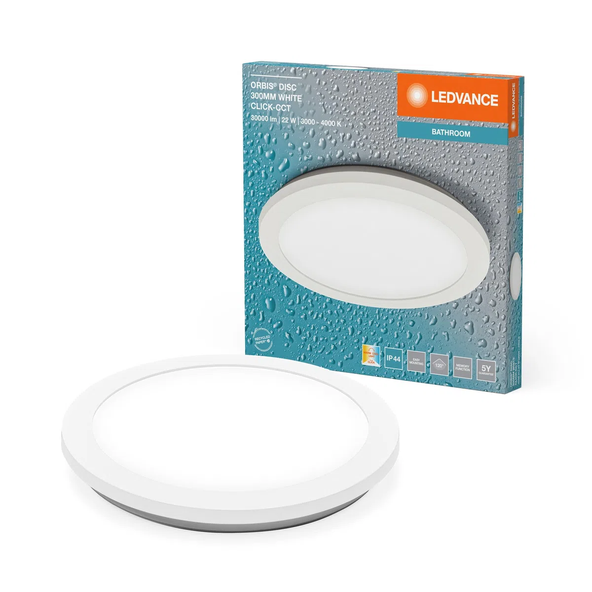 LEDVANCE ORBIS Disc applique LED 22W 1800lm 3000/4000K CCT réglable IP44 30cm