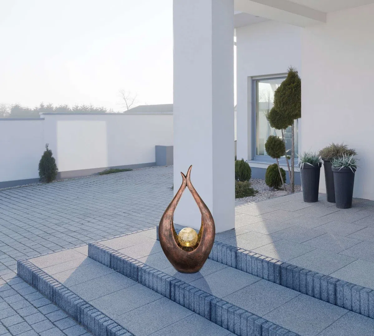 Lampe solaire LED Crackle Bronze clair