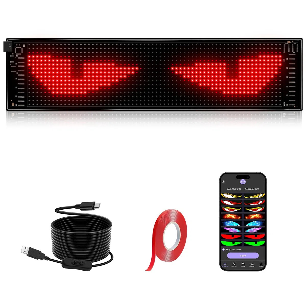 Plaque Lumineuse Camion Personnalisé 59x12cm - Panneau LED Intérieur Écriture Prénom via Application | Enseigne Lumineuse Haute Luminosité Cabine Routier