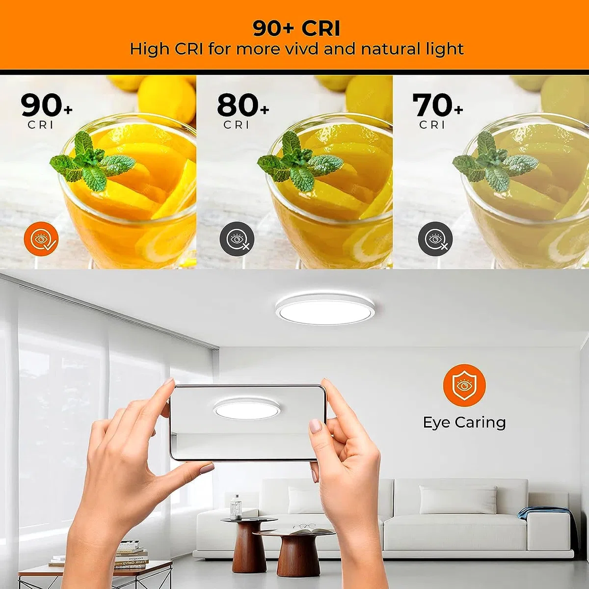 bestyks Plafonnier LED 18W, Plafonnier pour Salle de Bain, Toilettes, Cuisine, Chambre, Balcon IP54, 3200 Lumens, Lumière Blanc Chaud (4000K)