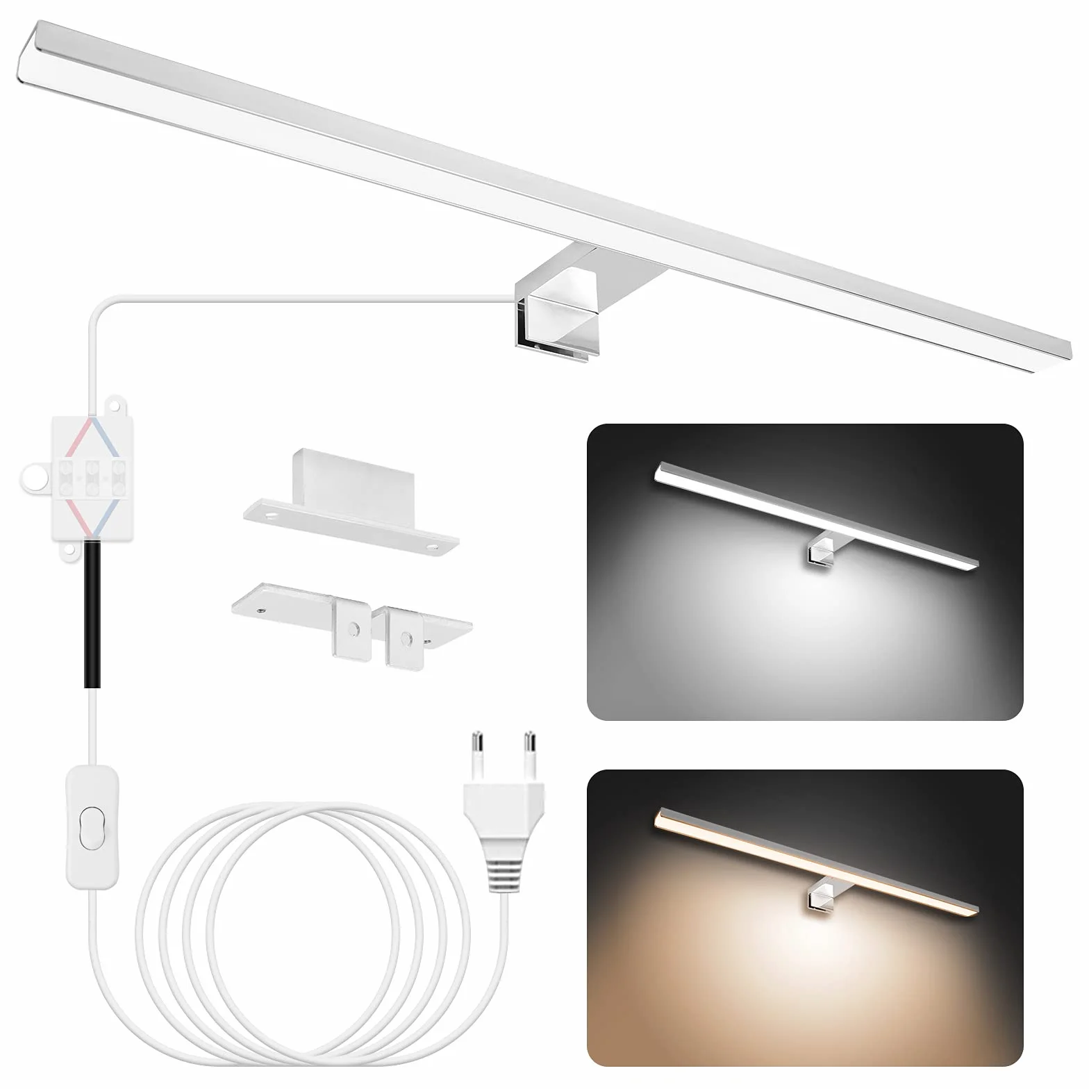 NIORSUN Lampe Miroir Salle de Bain LED 15W 60cm 4000K 6000K 1500LM IP44 Applique Murale