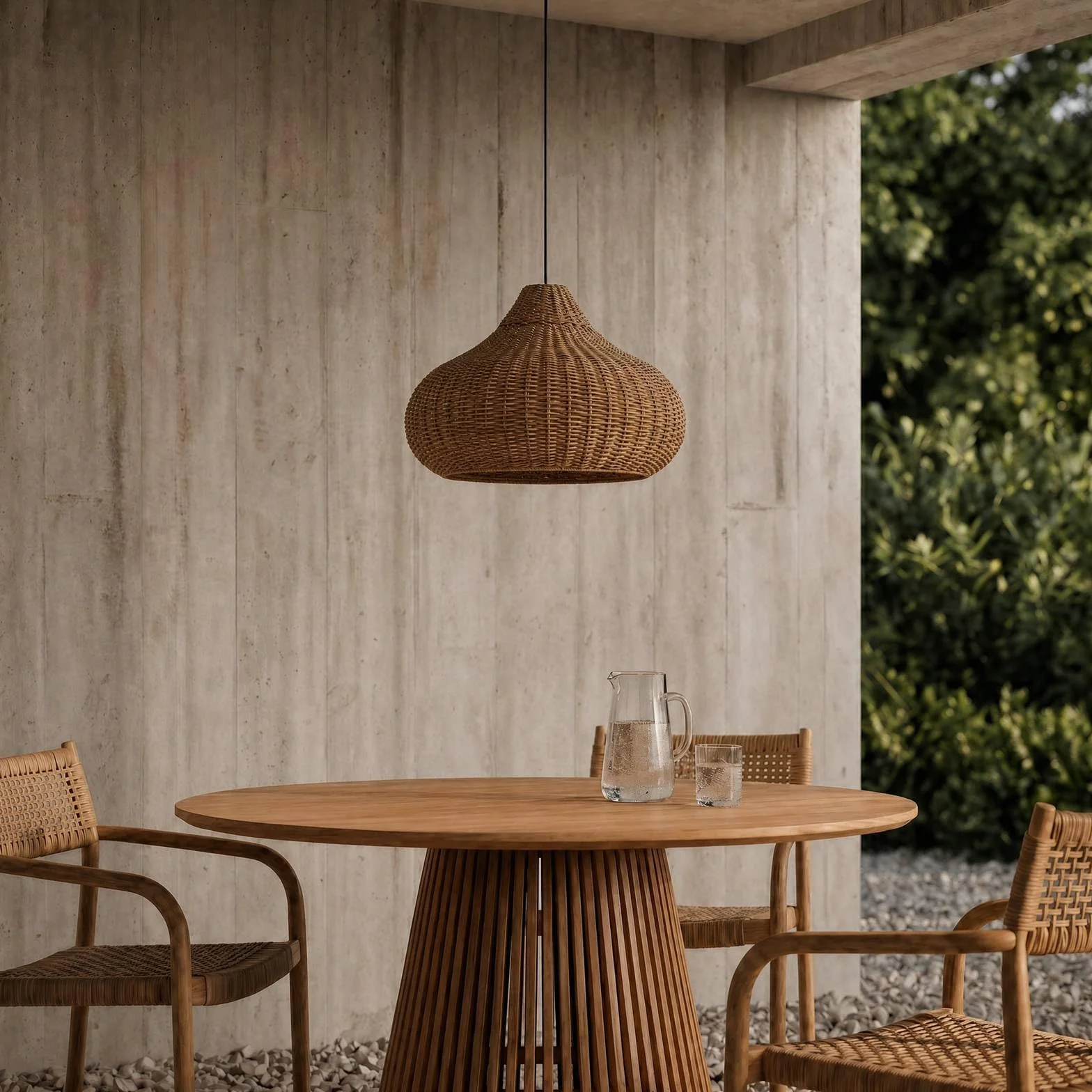 Lucande Taniola Suspension Luminaire Extérieur Marron Bois E27