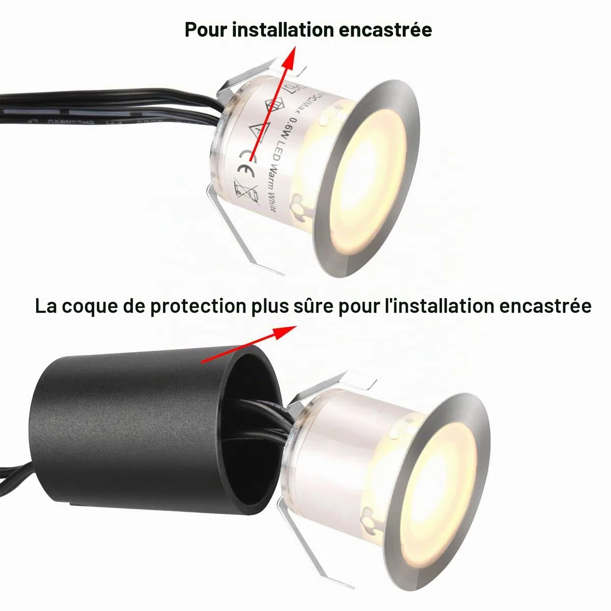 SMY Lot de 16 Spots LED Encastrable Extérieur IP67 Étanche Ø 32mm Blanc Chaud 2800K