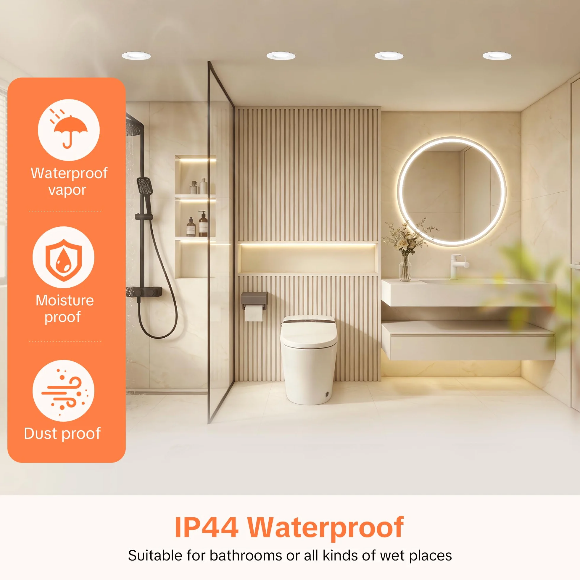 Spot LED Encastrable Dimmable 230V 5W 500LM Blanc Chaud Neutre Froid Réglable IP44 Extra Plat Lot de 10