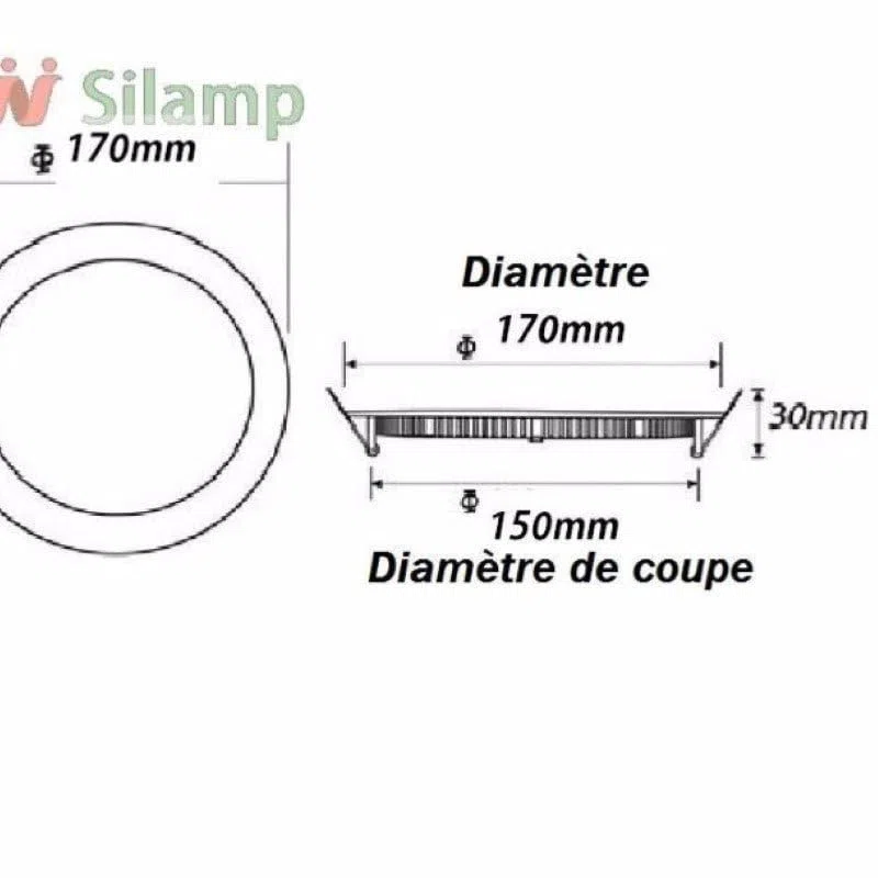 Spot LED Encastrable Rond ALU 12W - Pack de 5 - Blanc Froid 6000K - 8000K - SILAMP