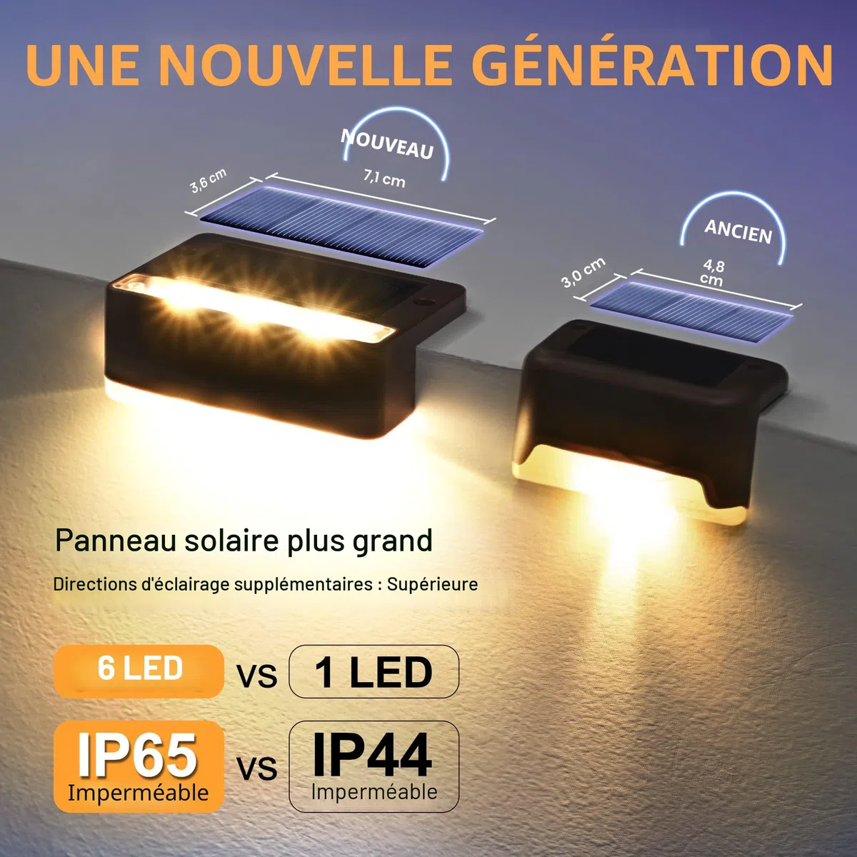 Solpex Lot de 16 lampes solaires d'extérieur 6 LED étanches IP65 blanc chaud