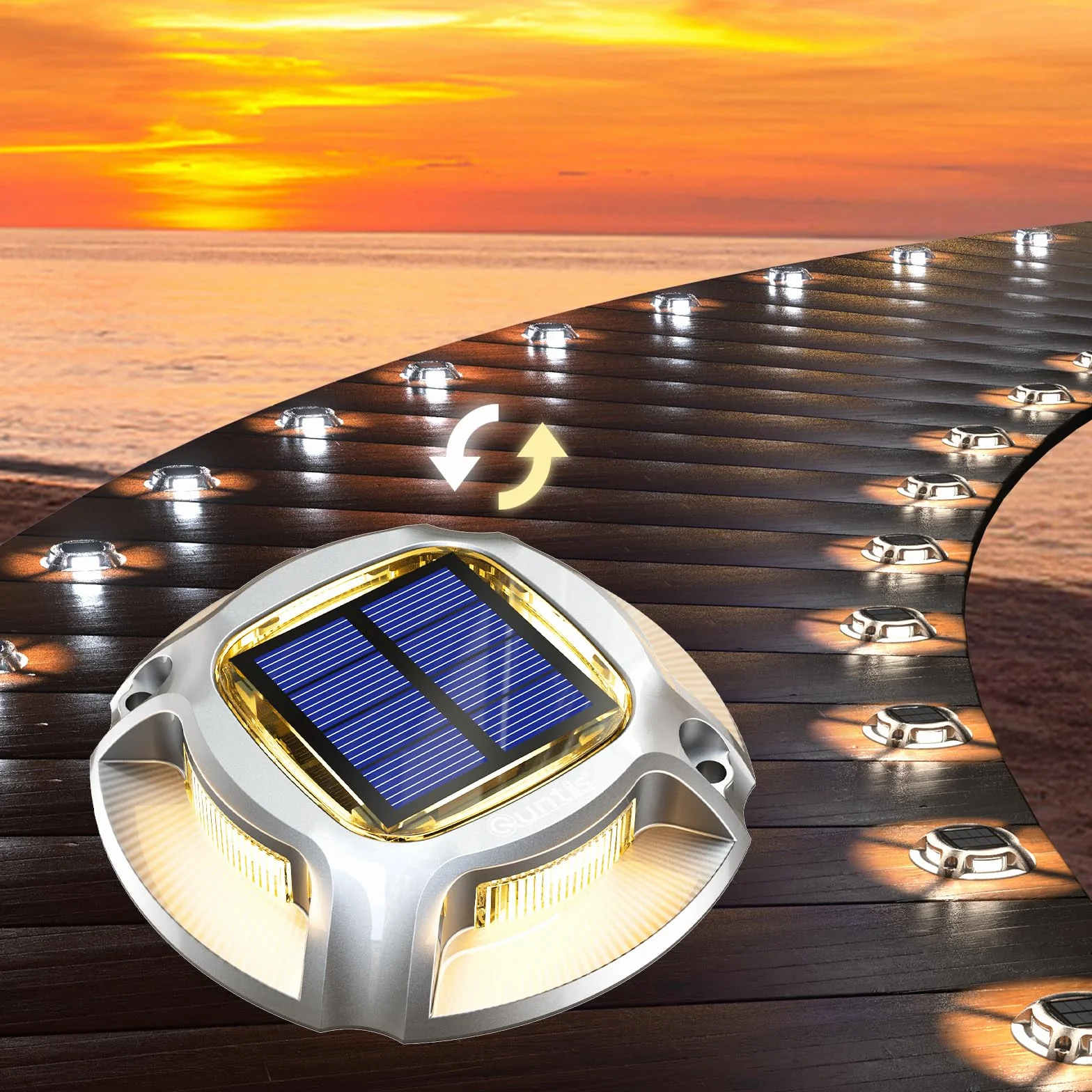 Quntis 8Pcs Lampe Solaire Extérieur Jardin LED Blanc Chaud/Froid, Balise Solaire Eclairage Etanche IP68, Spot LED Extérieur Solaire pour Chemin Allée Escalier Terrasse Pont