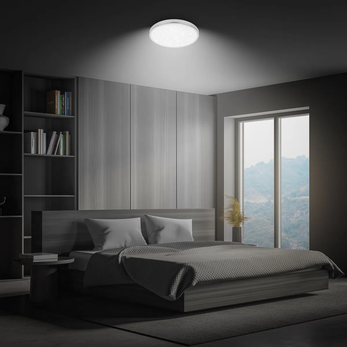 BRILONER - Plafonnier LED salle de bain avec lumière indirecte, IP44 protection contre les éclaboussures, couleur de lumière blanche chaude, plafonnier led, plafonnier cuisine, 24 x 6 cm, chrome