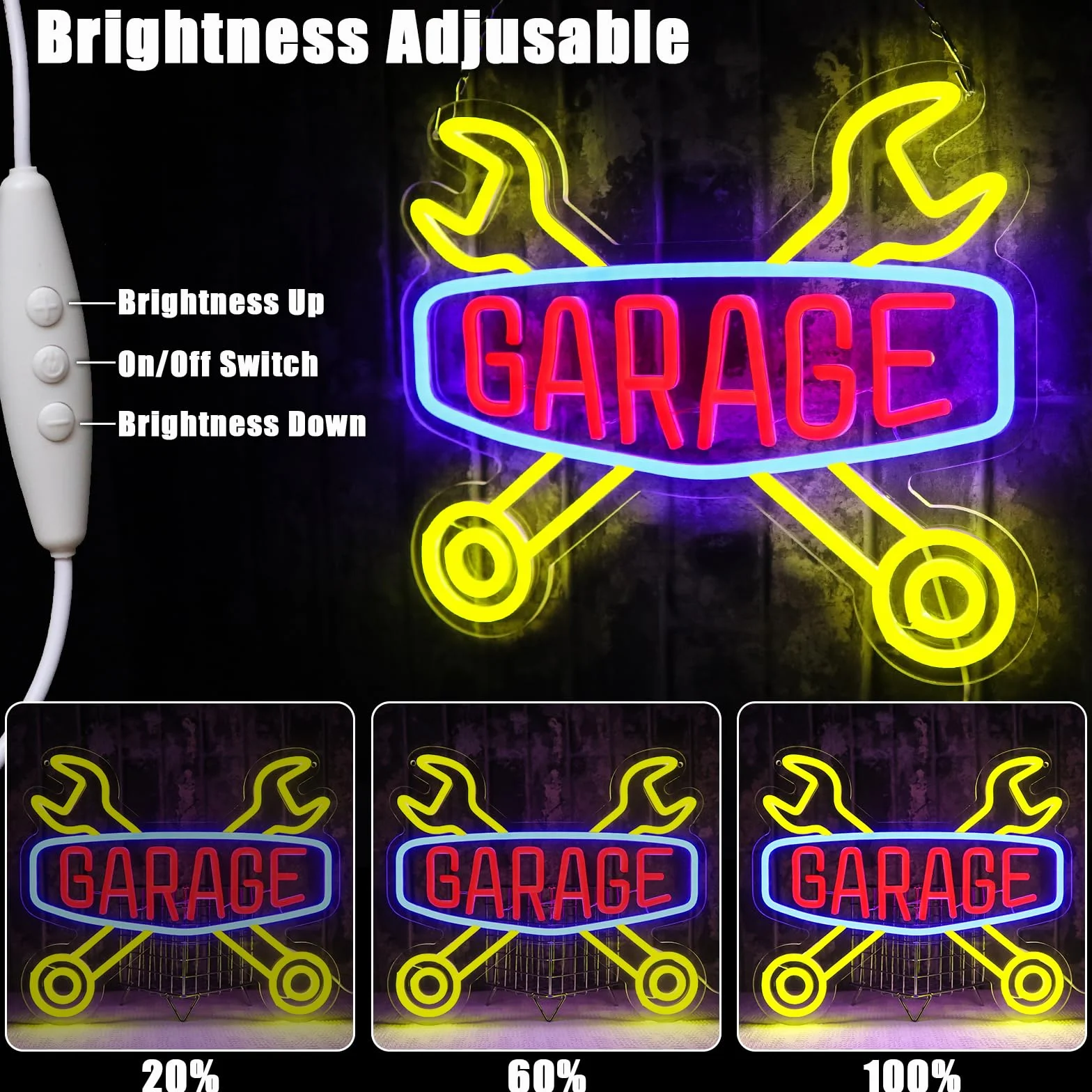 Enseigne lumineuse au néon Check Engine pour garage décoration murale lampe USB atelier