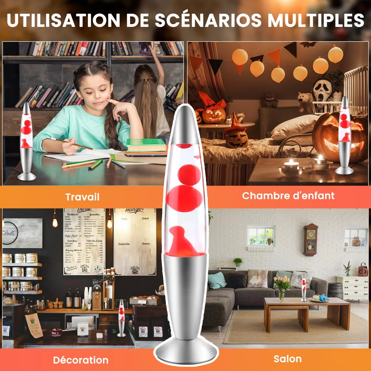 Klarlight Lampe à Lave 34cm Magique 25W Avec Interrupteur à Câble - Idée Cadeau de Noël Comprenant Une Ampoule - Rétro (Rouge)