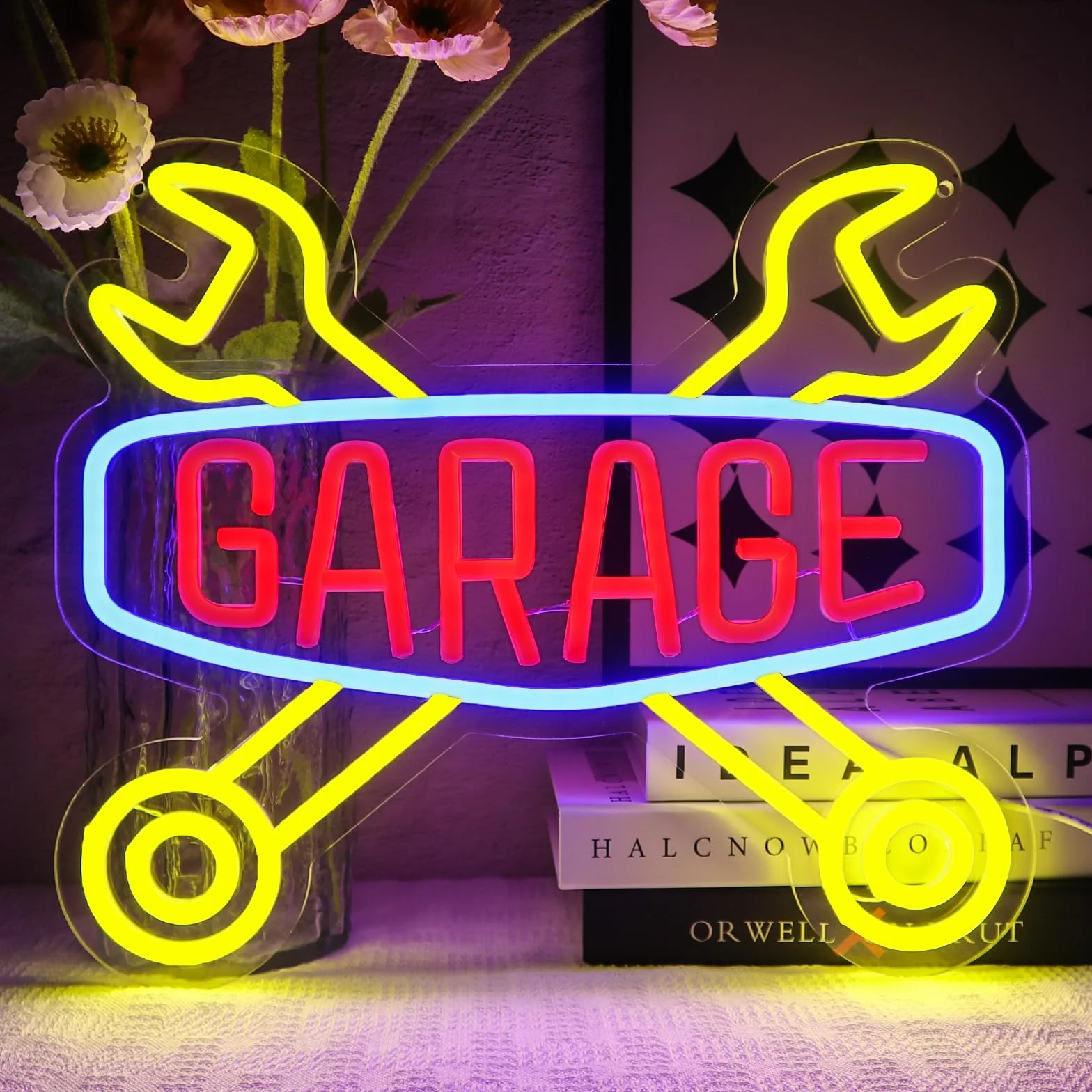 Enseigne lumineuse au néon Check Engine pour garage décoration murale lampe USB atelier