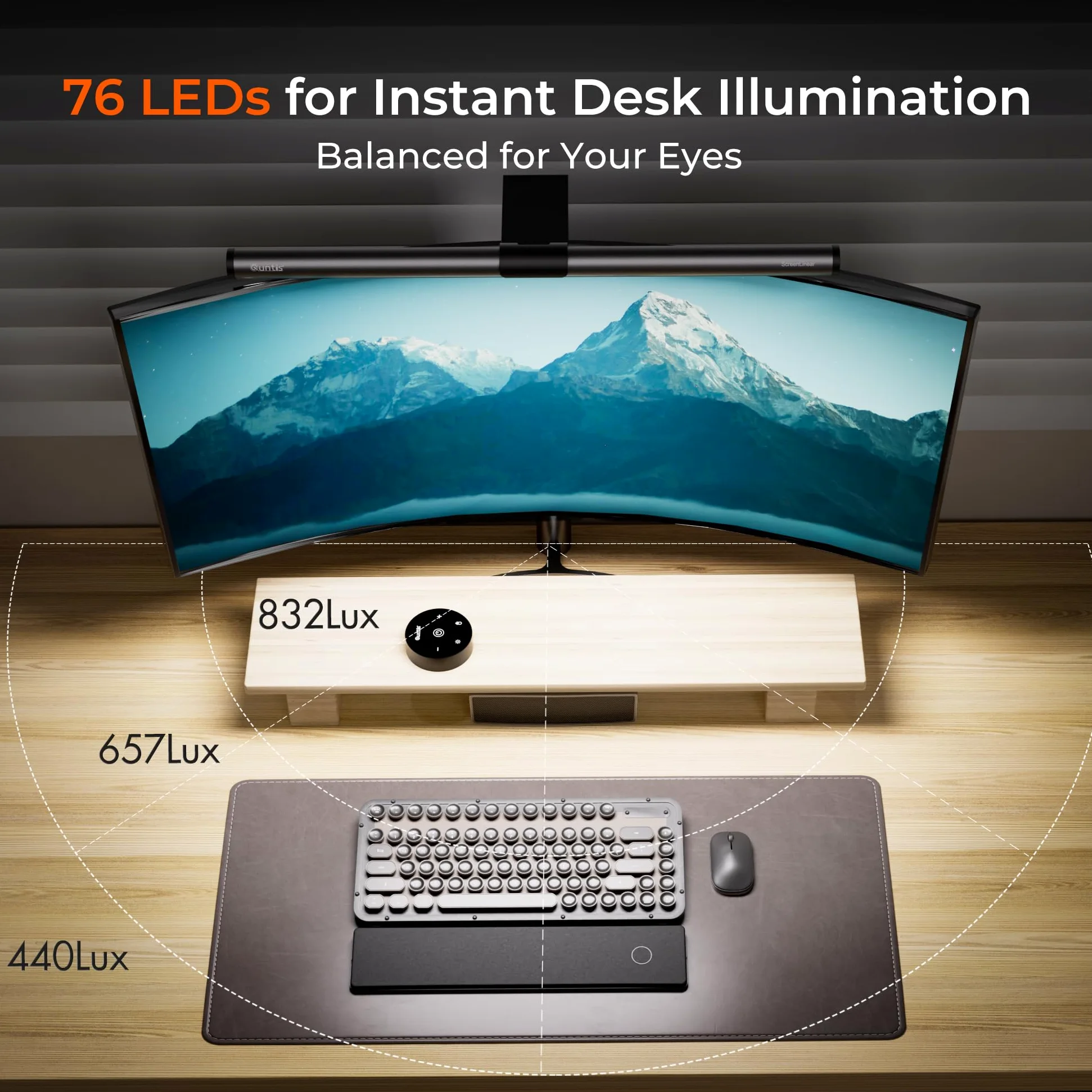 Quntis Lampe Écran PC 40cm Télécommande 76 LEDs Monitor Light Bar Anti-Lumière Bleue