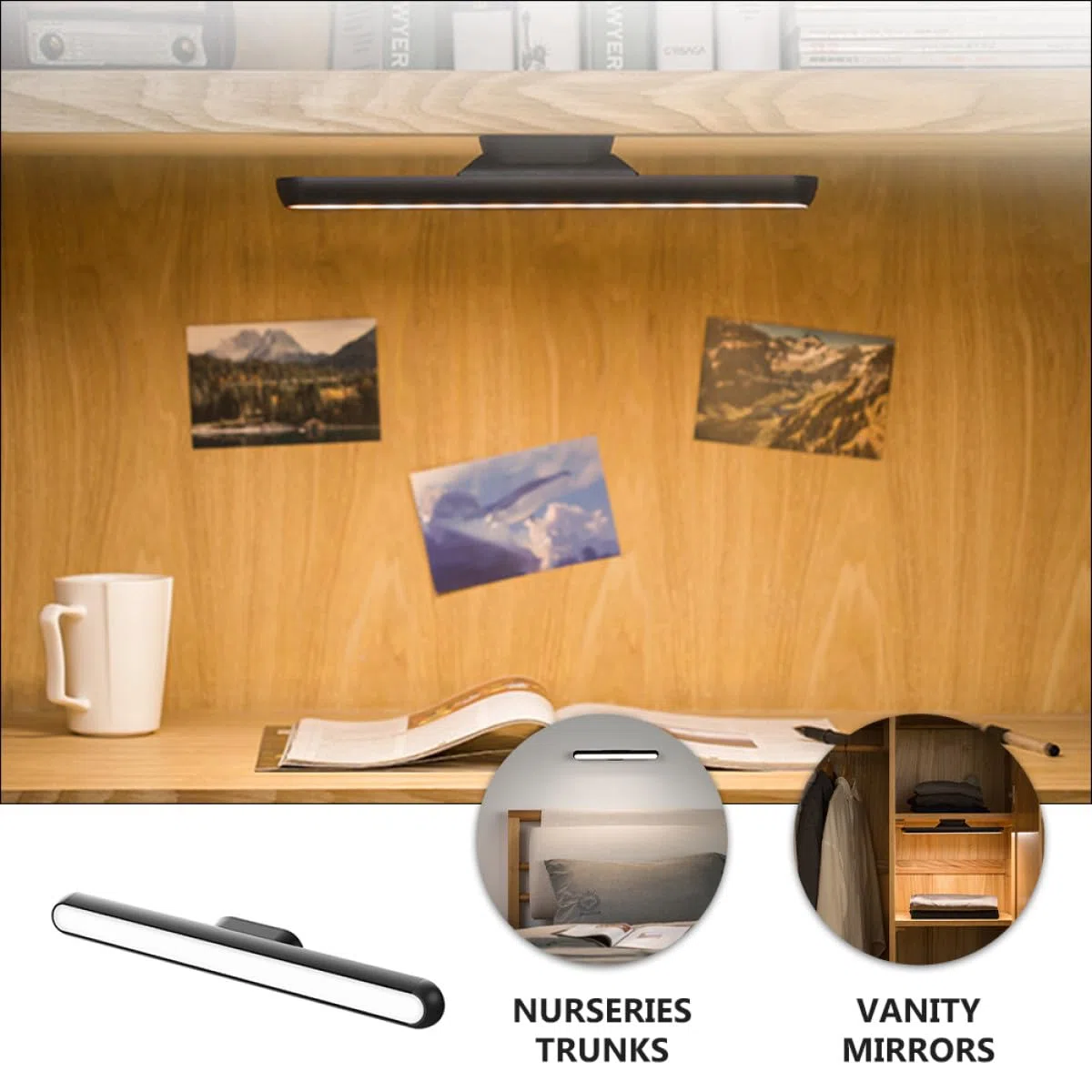 Zerodeko Lampe de Lecture Magnétique LED Rechargeable sans Scintillement, Barre Lumineuse Tactile à Intensité Variable, Éclairage Naturel pour Bureau et Chambre, Veilleuse Portable