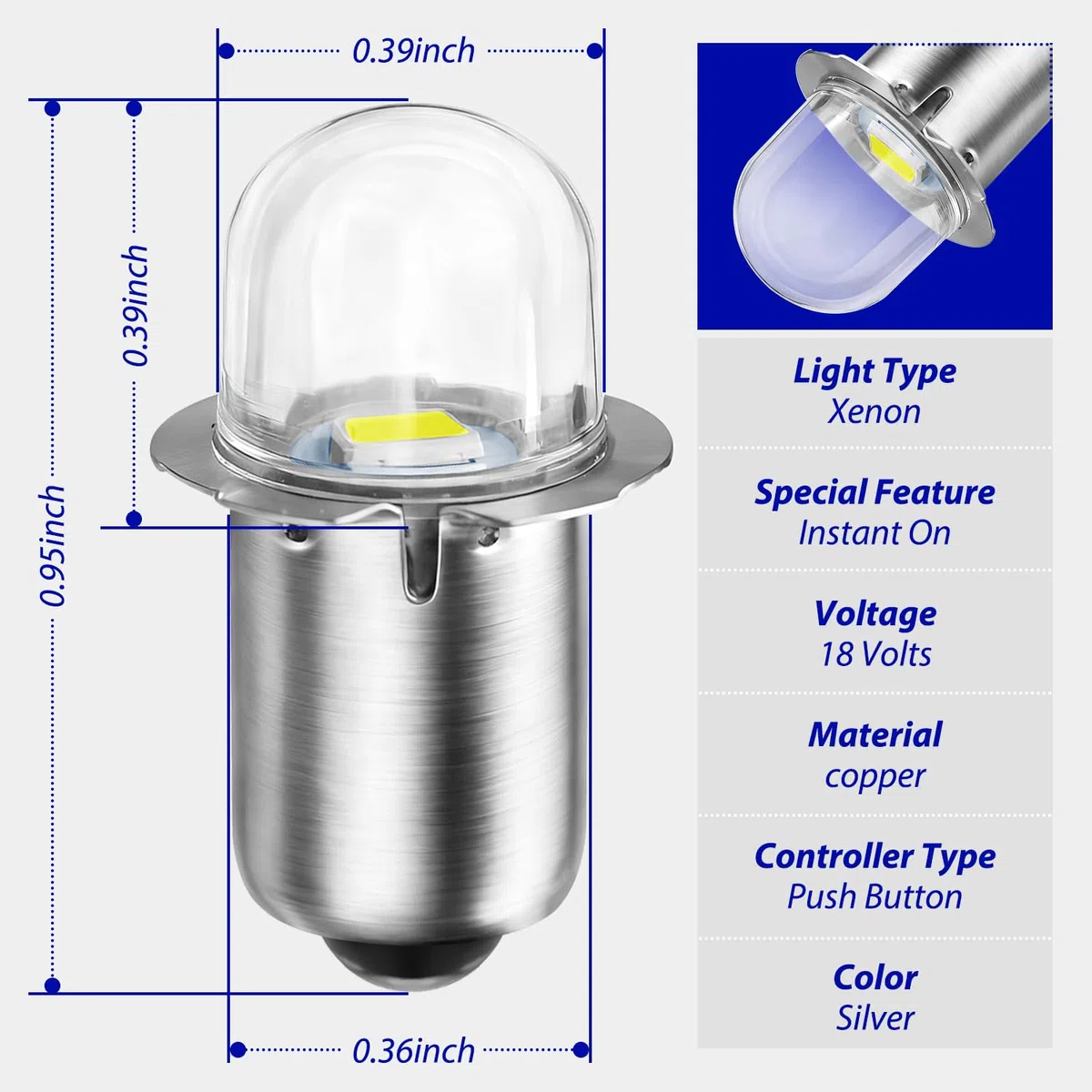 HASMX 318-767 Lot de 2 ampoules xénon de rechange pour tondeuse à gazon Hitachi UB18DAL, UB 18DAL